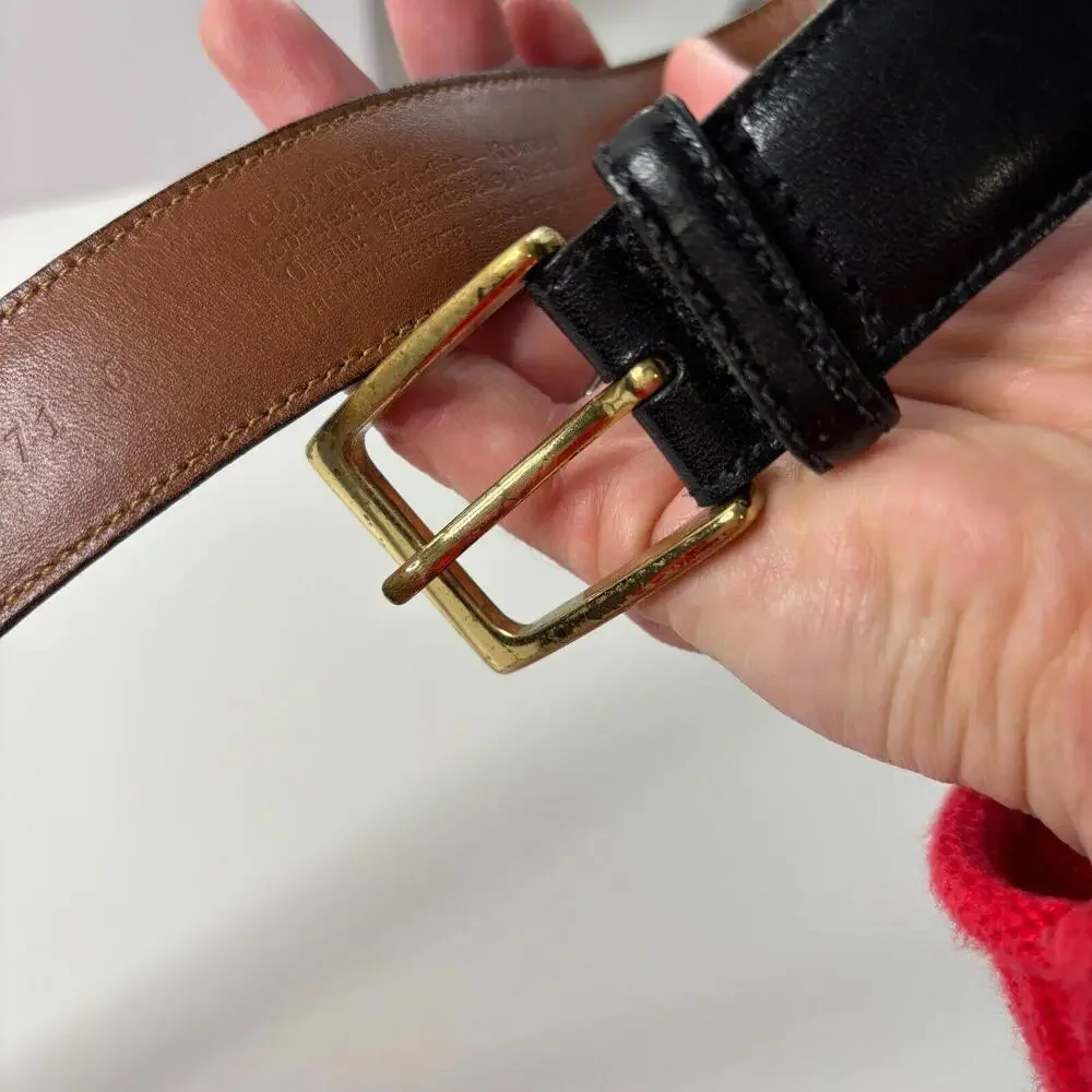 Trafalgar Handmade Black Leather Cortina Belt With Gold Buckle Mens Size 38 / 95